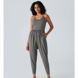 Halara Backless Twisted U Easy Peezy Harem Jumpsuit